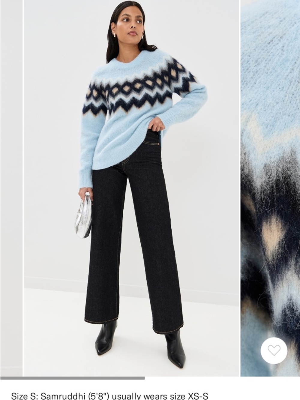 A.L.C. Blue Fair Isle Wool Alpaca Blend Sweater Size Small